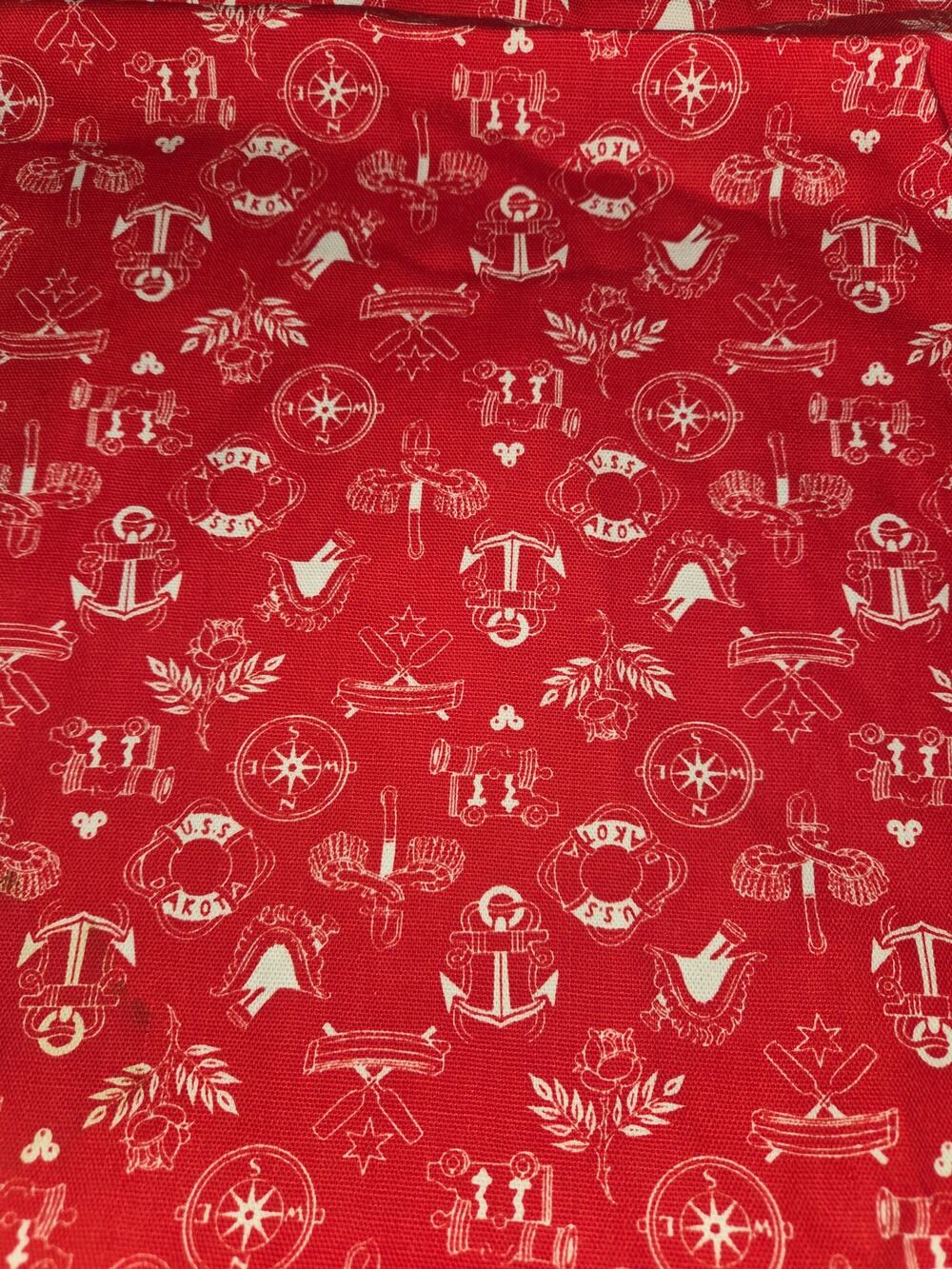 Marcus Brothers Nautical Fabric Red White Anchor 106" x 25"